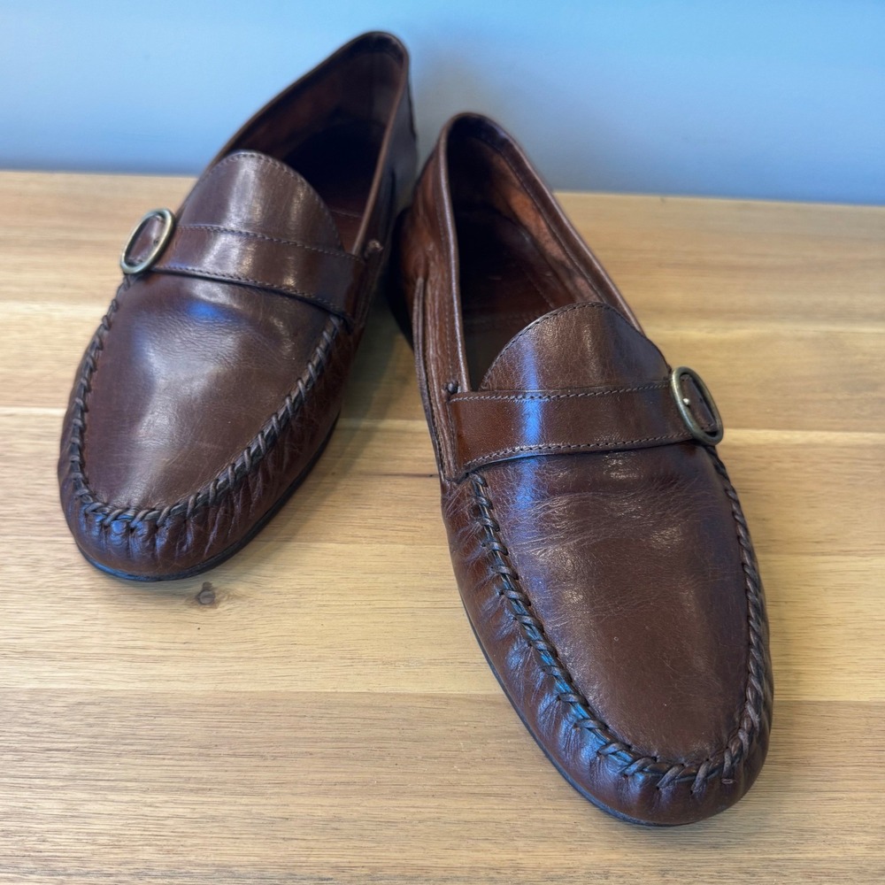 Daniele Lepori Men 10 EU 43 Brown Leather‎ Loafers Italy Buckle Detail Classic